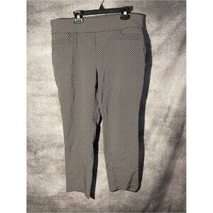 Studio 253 Women XL Geometric Print Pull On Stretch Straight Dress Pants